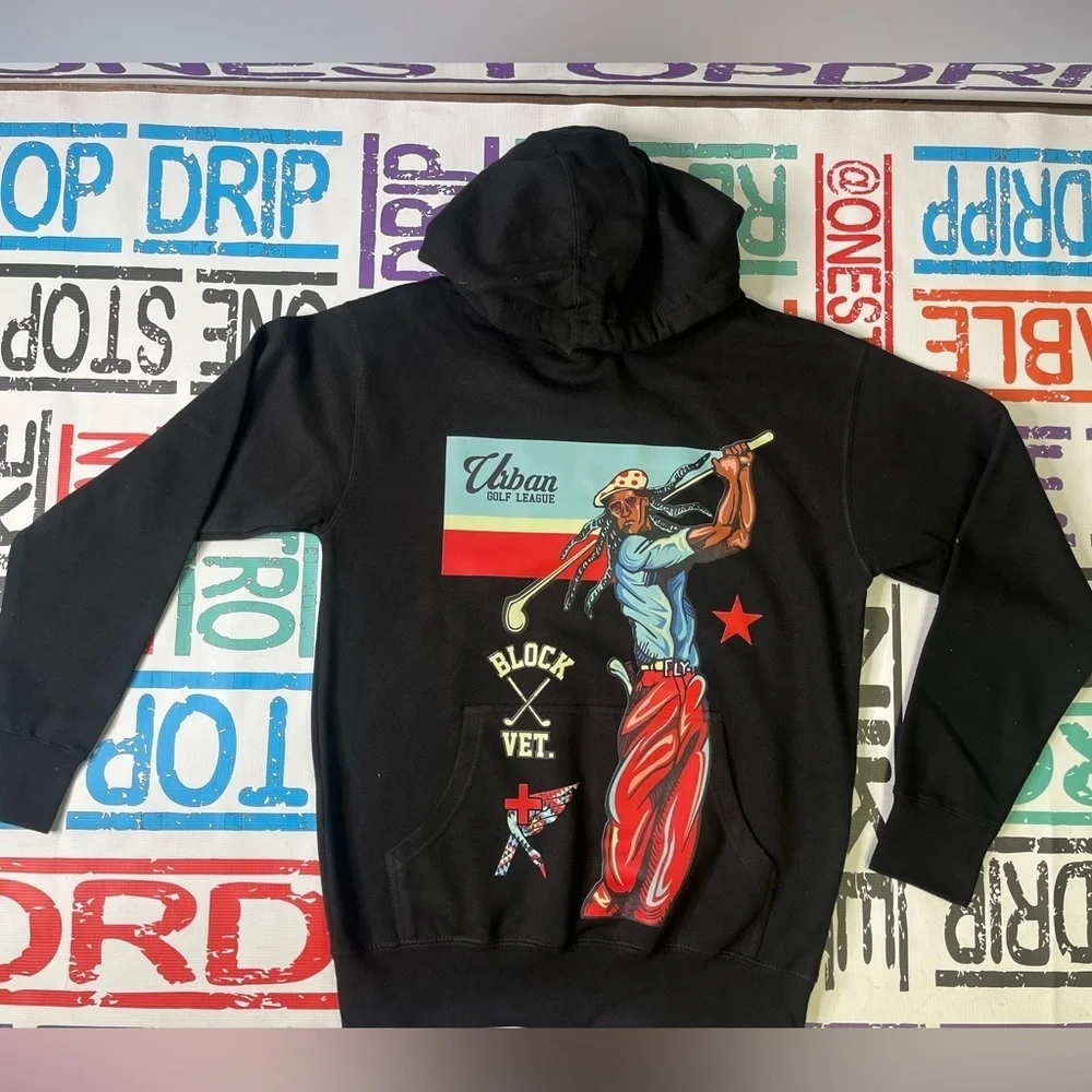 Golf hoodie black comfort fit Sz various